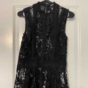 Black lace top, blouse, sheer